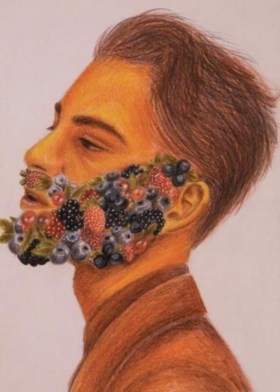 <p>'Berry-Beard' by A-Level Art Student Kadija, won second place in the Royal College of Art's Young Art Competition, 2018</p>
